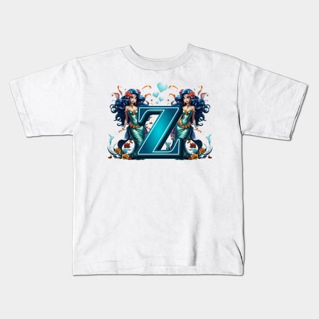 Mermaid Alphabet The Letter Z Kids T-Shirt by MGRCLimon